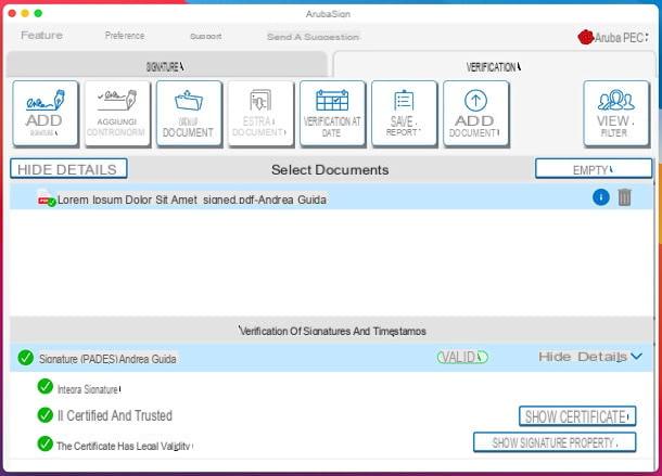 How the Aruba Digital Signature works