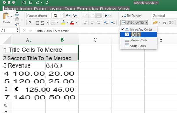 How to merge Excel cells