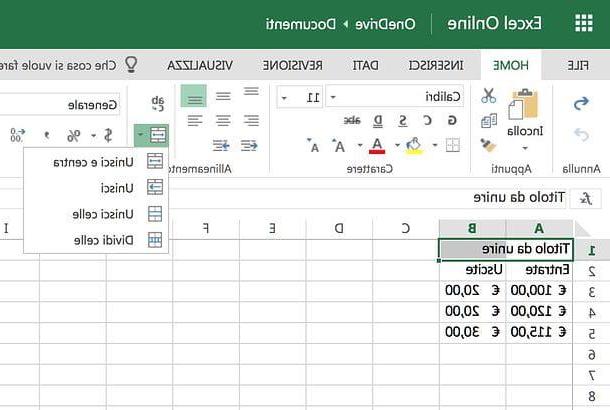 How to merge Excel cells