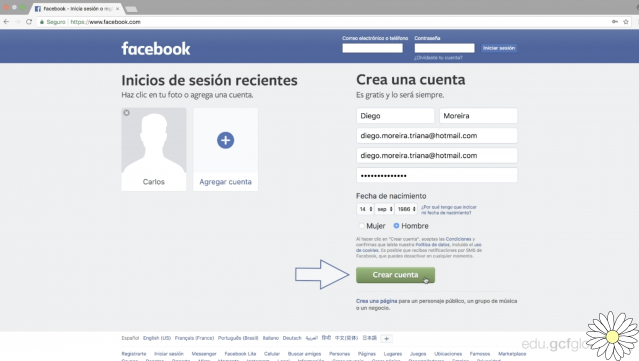Create Facebook account