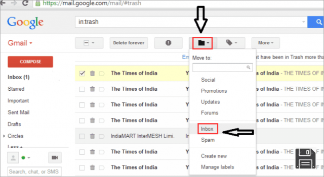 jak przywrócić nowe usunięte wiadomości e-mail w Gmailu