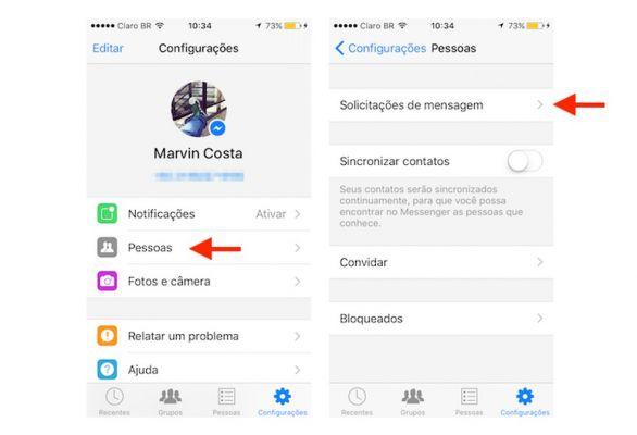 Como ver os pedidos de mensagens no Messenger