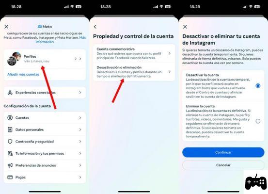 Eliminar borrar cuenta de instagram