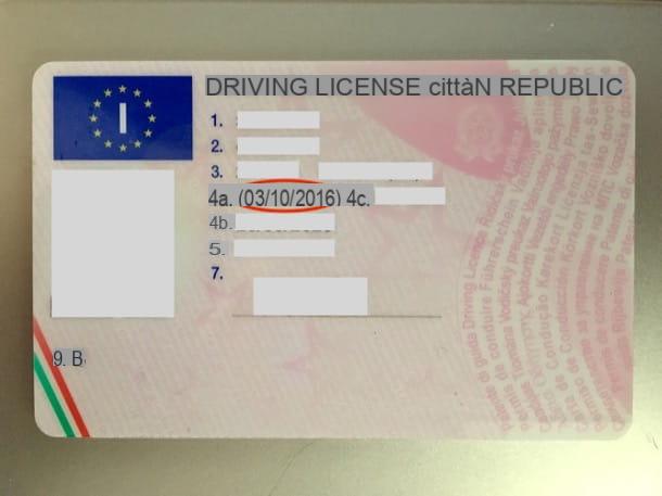 How to know the date of issue of the license