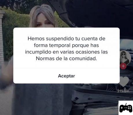 Cuenta suspendida tiktok