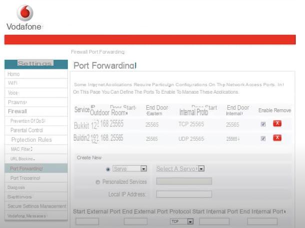 How to open the ports of the Vodafone router