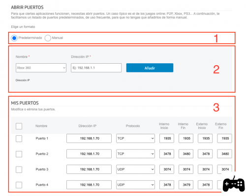 Open Movistar router ports