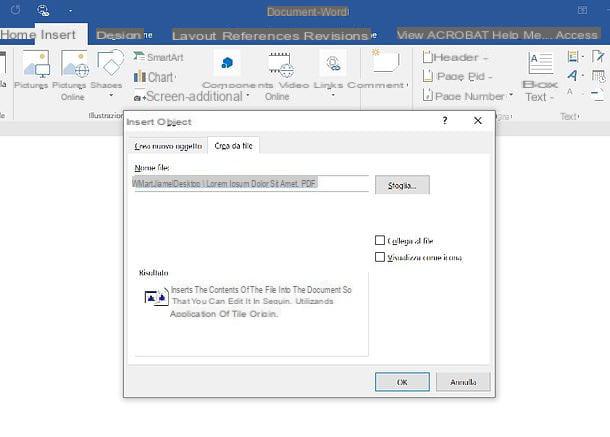 How to insert PDF into Word