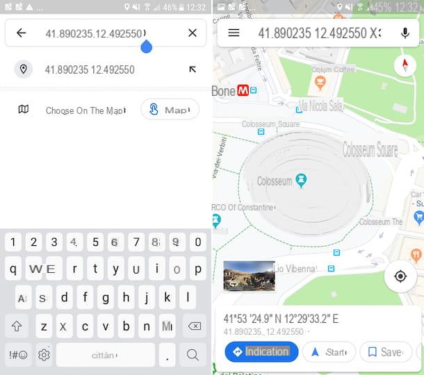 How to enter coordinates on Google Maps Android