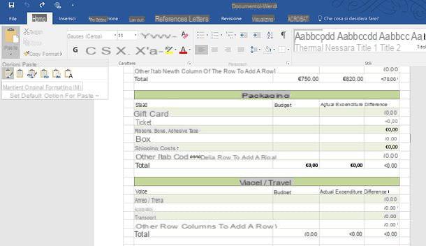 Cómo insertar una tabla de Excel en Word