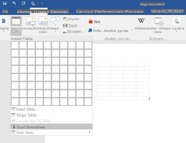 Cómo insertar una tabla de Excel en Word