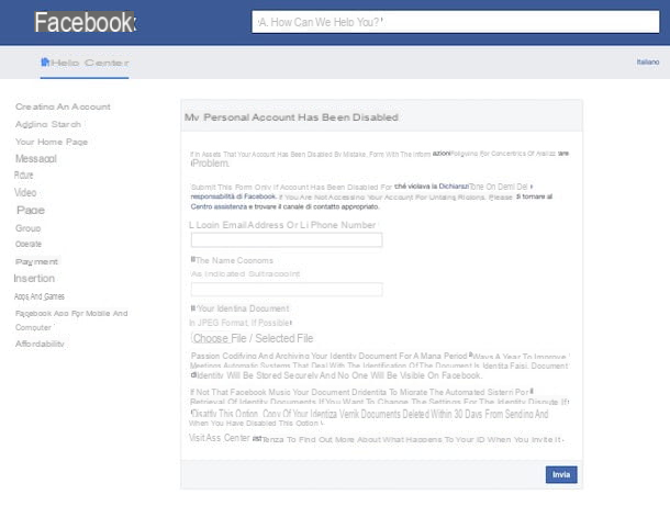 How to contact Facebook for blocked account