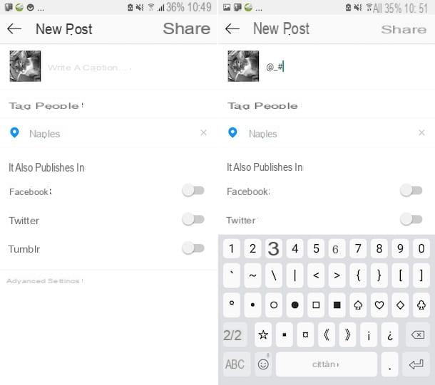 How to insert special characters on Instagram