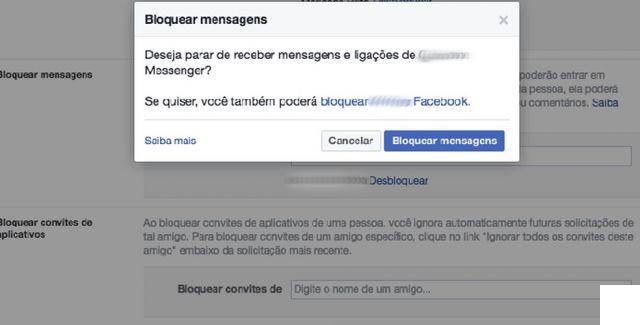 Como bloquear mensagens no Facebook