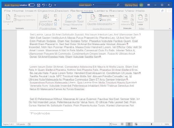 How to insert notes in Word