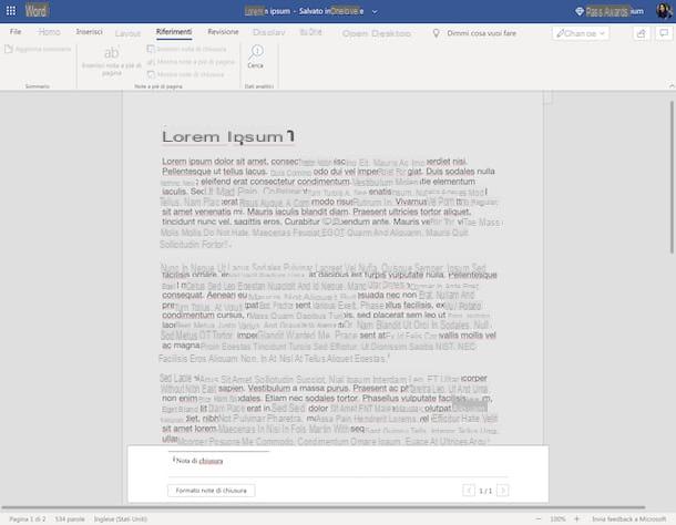 How to insert notes in Word